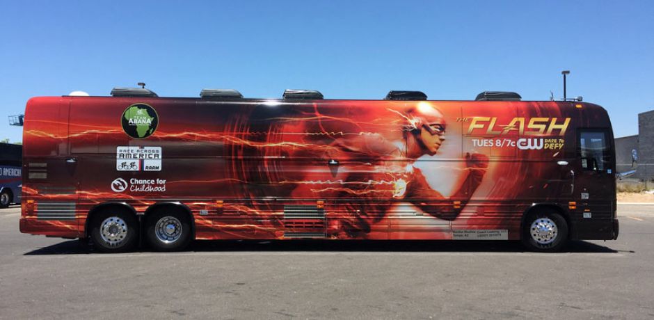 Warner Brothers sponsored RAAM Team Bus